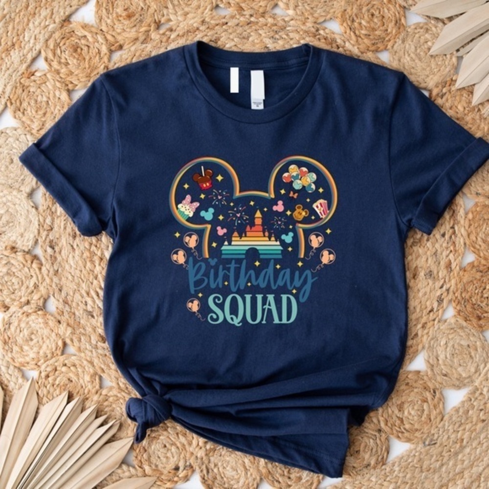 Black Birthday Squad Graphic T-Shirt Short Sleeve XL